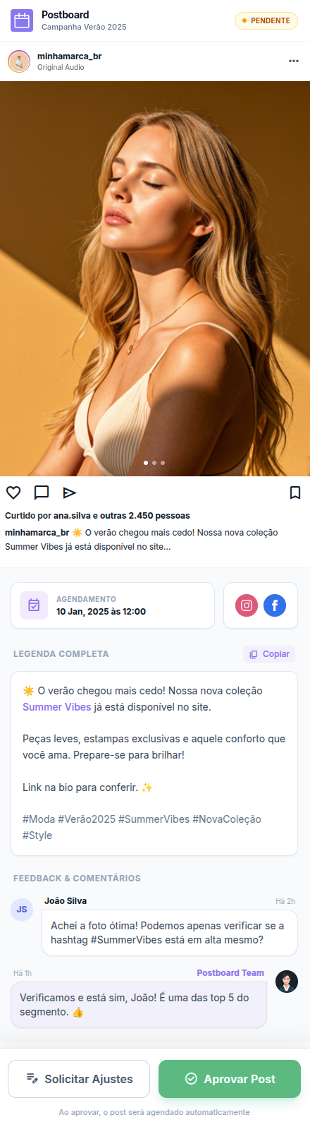 Interface mobile do Postboard